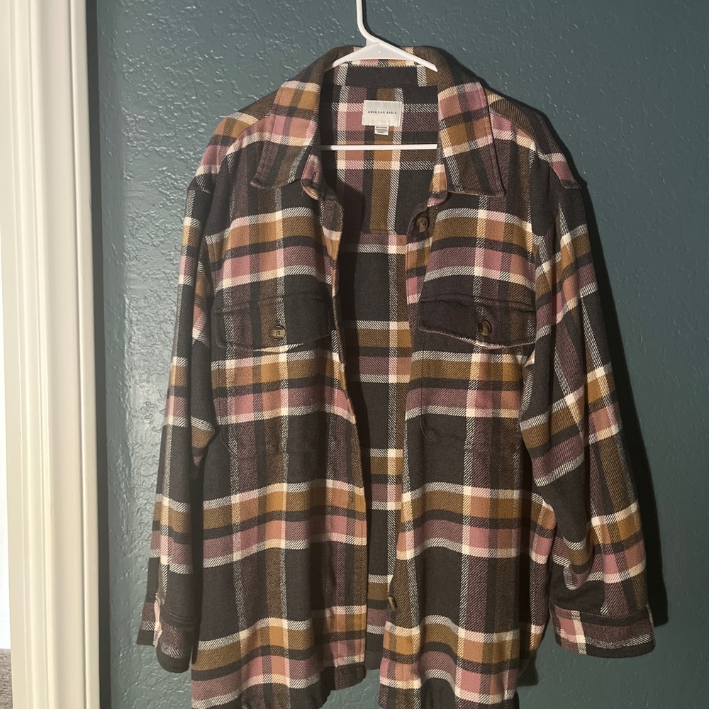 American Eagle plaid Shacket XXL button up flannel excellent